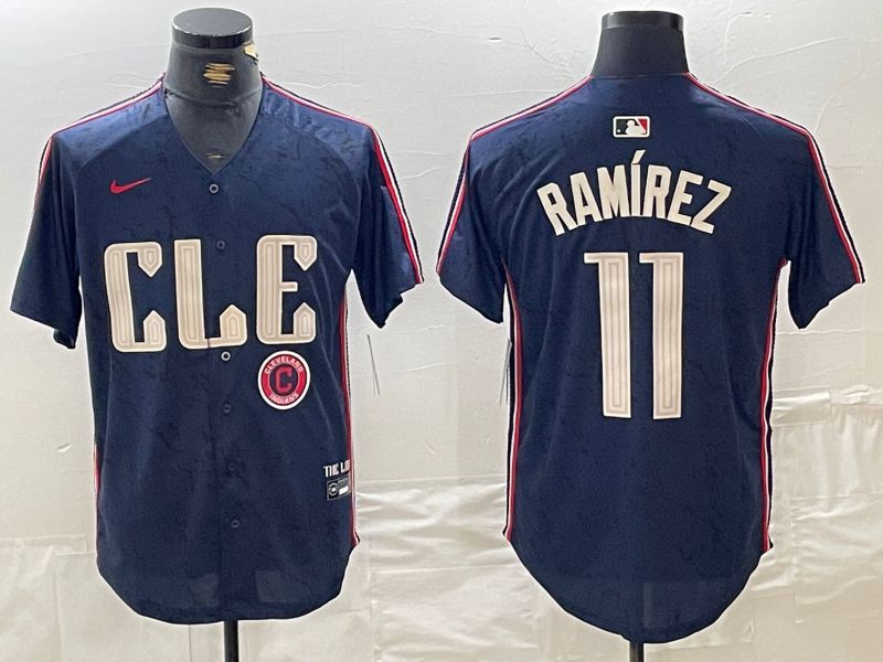 Men Cleveland Indians 11 Ramirez Blue City Edition Nike 2024 MLB Jersey style 9